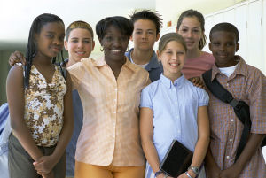 picture of teacher with class